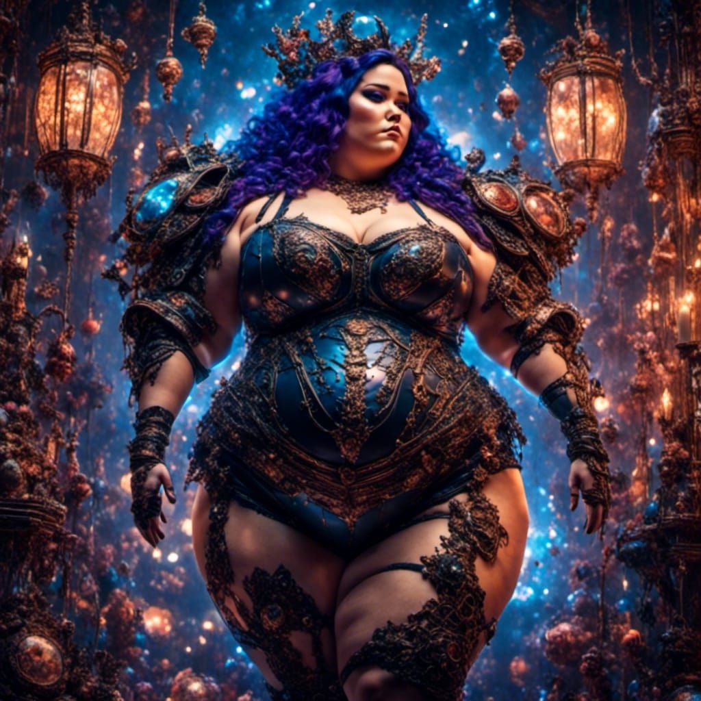 Gorgeous Obese Woman in Cyberpunk Style