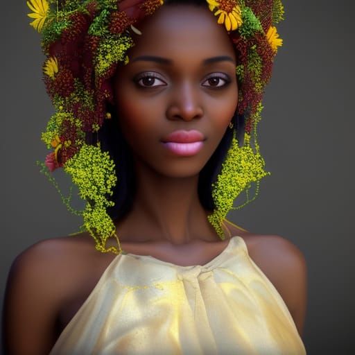 African Woman in Silk Gown: 3D Cinematic Graphics