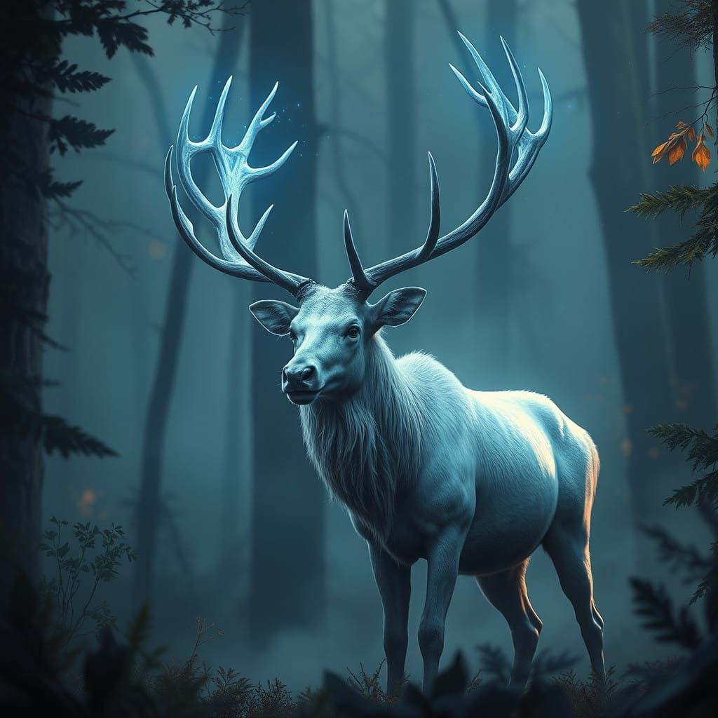 Majestic Spirit Elk Radiates Ethereal Light