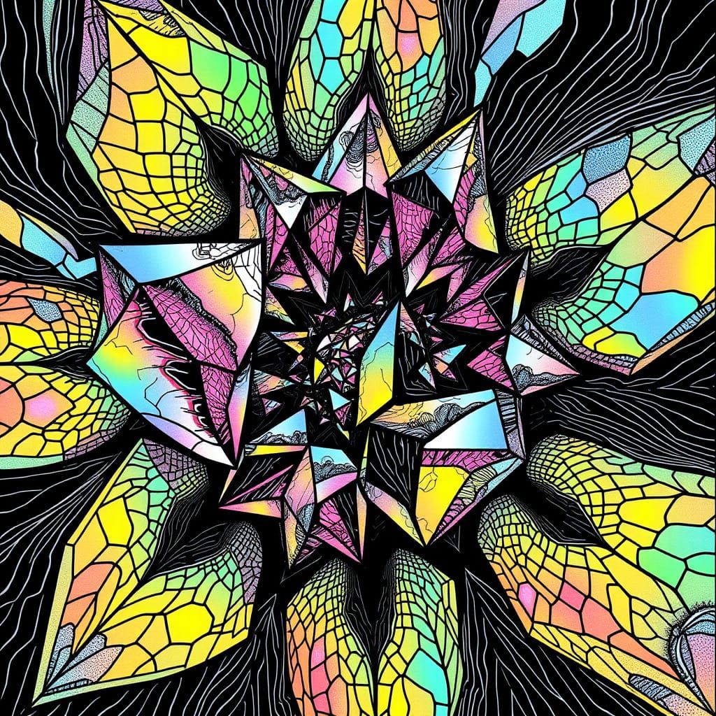 Crystalline Anomaly with Geometric Patterns in Lithograph St...