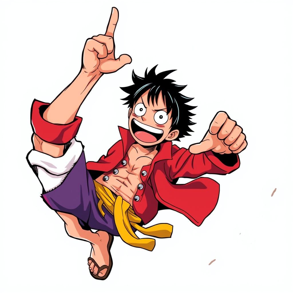Vibrant Manga-Inspired Portrait of Energetic Luffy
