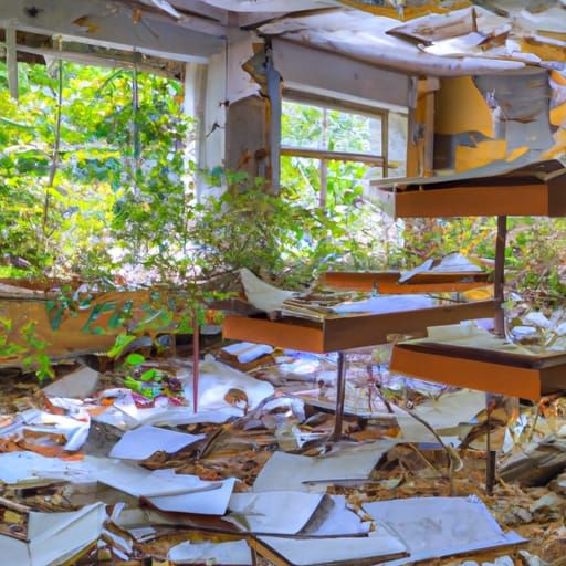 Abandoned Chernobyl School Classroom: Decaying Liminal Space