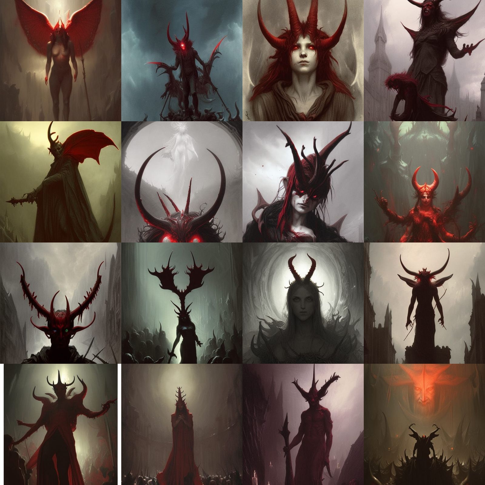 Evil Red-Eyed Devil Elf with Horns