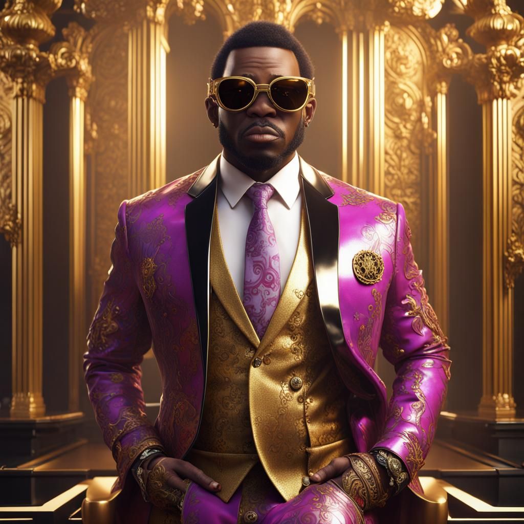Pimp Piggy in Gold Sunglasses: Detailed Matte Painting
