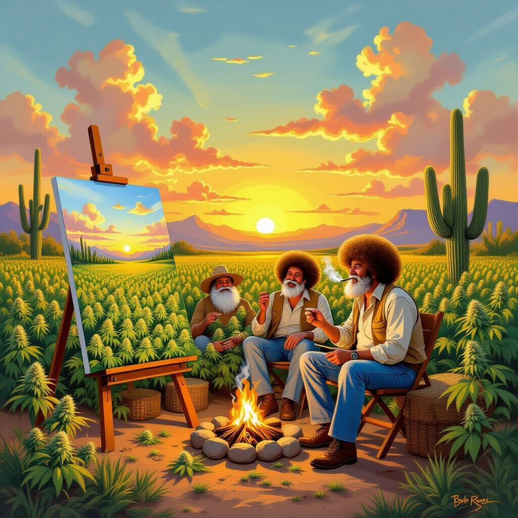 Bob Ross Paints Pot Field at Arizona Sunset