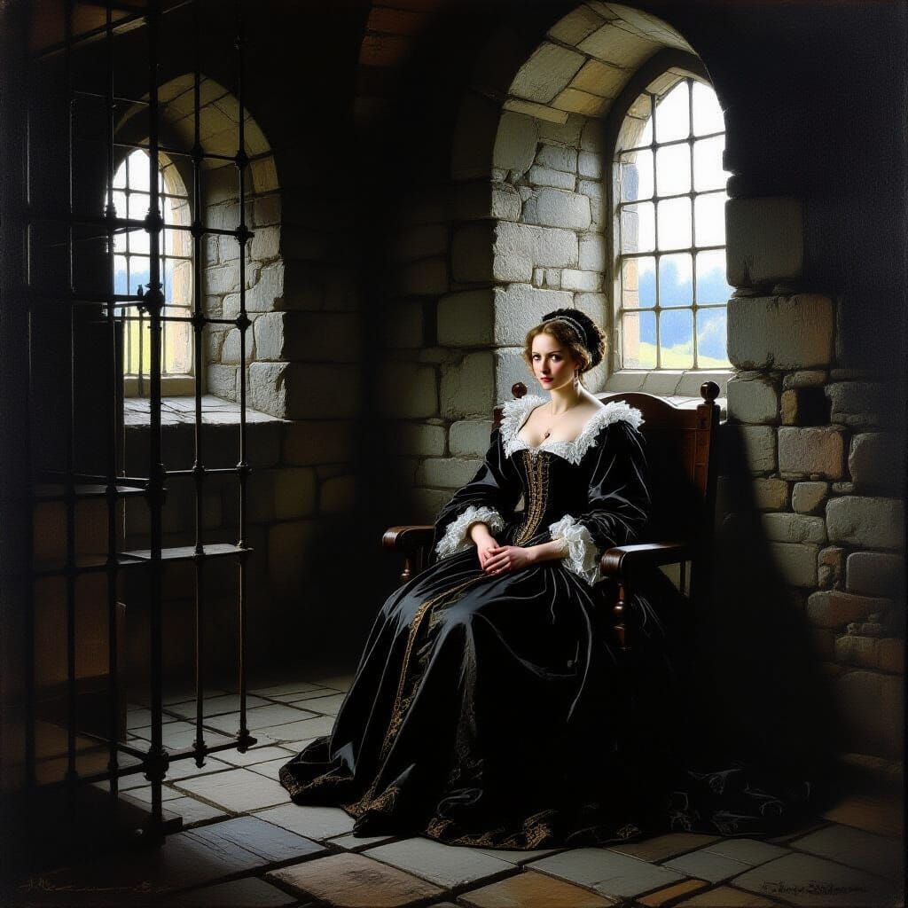 Maria Stuart Imprisoned in Loch Leven Castle Oil Painting