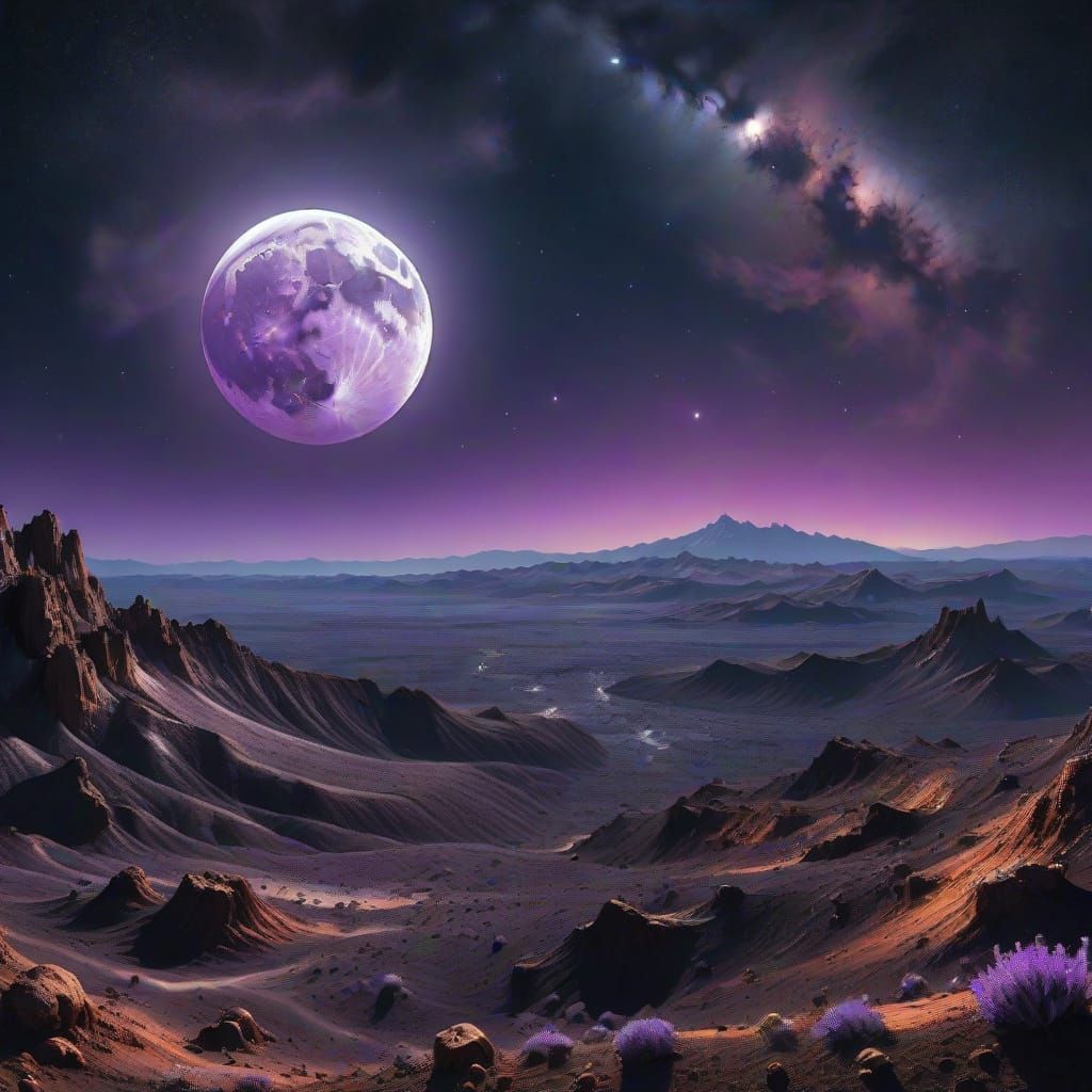 Majestic, Iridescent Moon in a Deep Black Sky