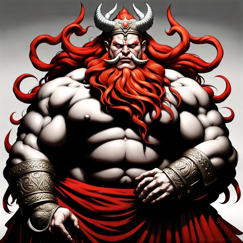 Demonic Emperor with Red Hair Digital Illustration