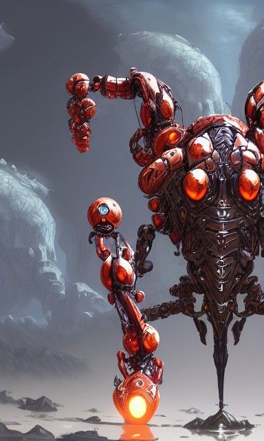 Ornate Biomech Spider Warrior Mecha in Manga Style