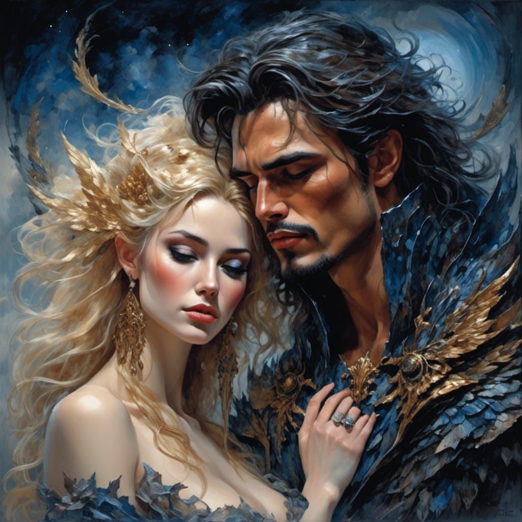 Fantasy Couple Portrait in Boris Vallejo Style