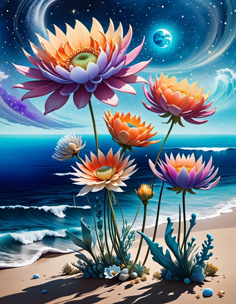 Celestial Blooms and Ocean Dreams Image