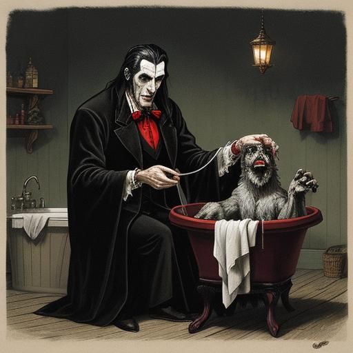 Dracula Bathes a Werewolf