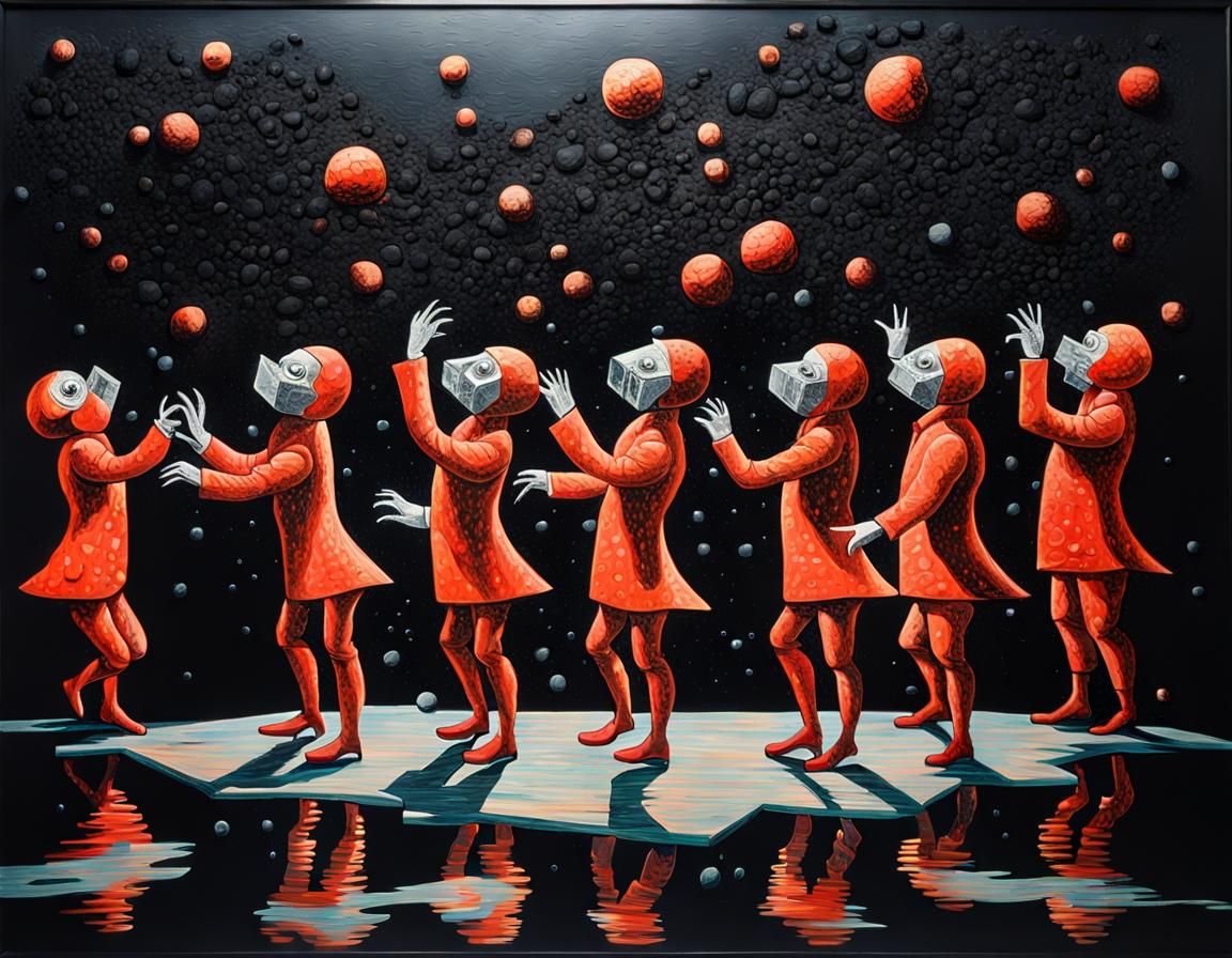 Surreal Melting Dreamscape in Black Glass and Stone