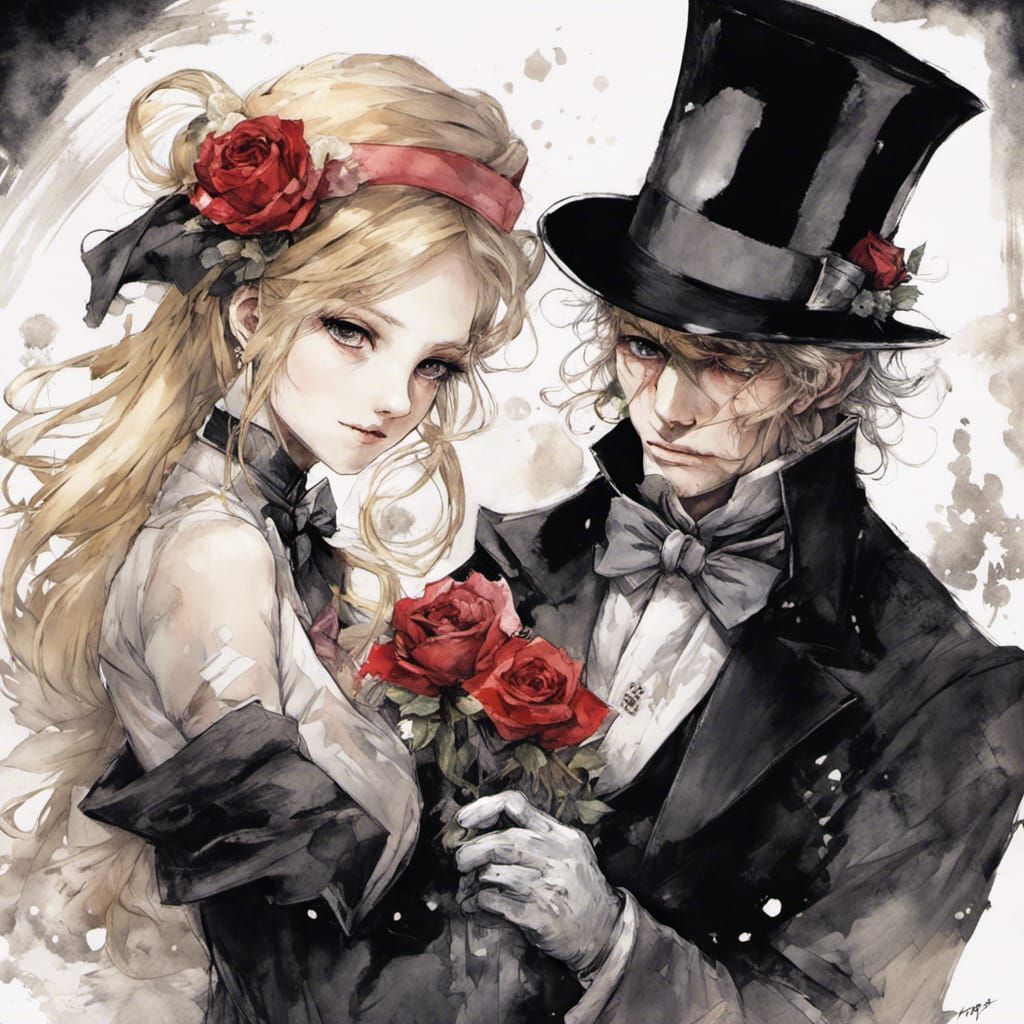 Aristocrat Embraces Maid: Digital Art