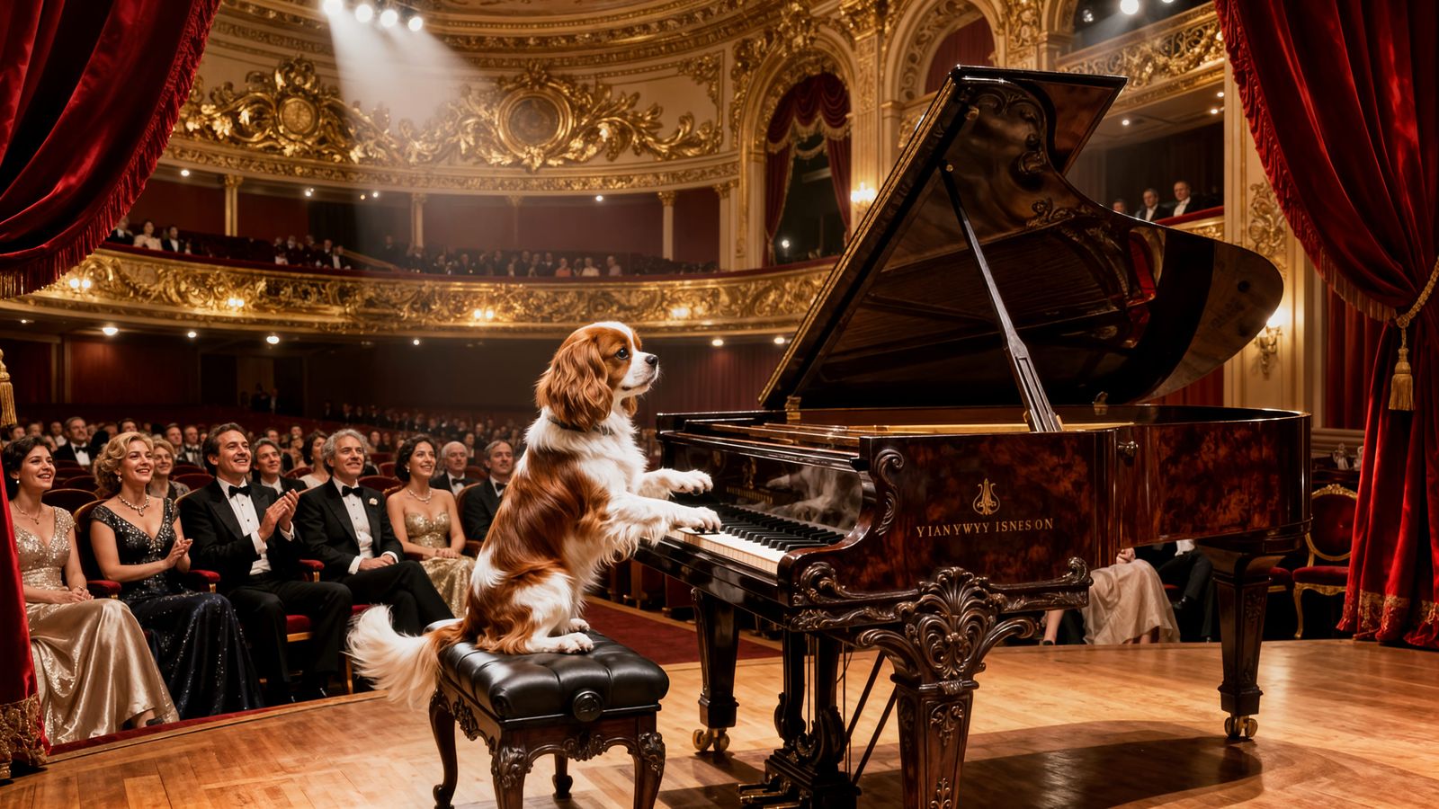 Cavalier Spaniel Piano Prodigy in Concert Hall