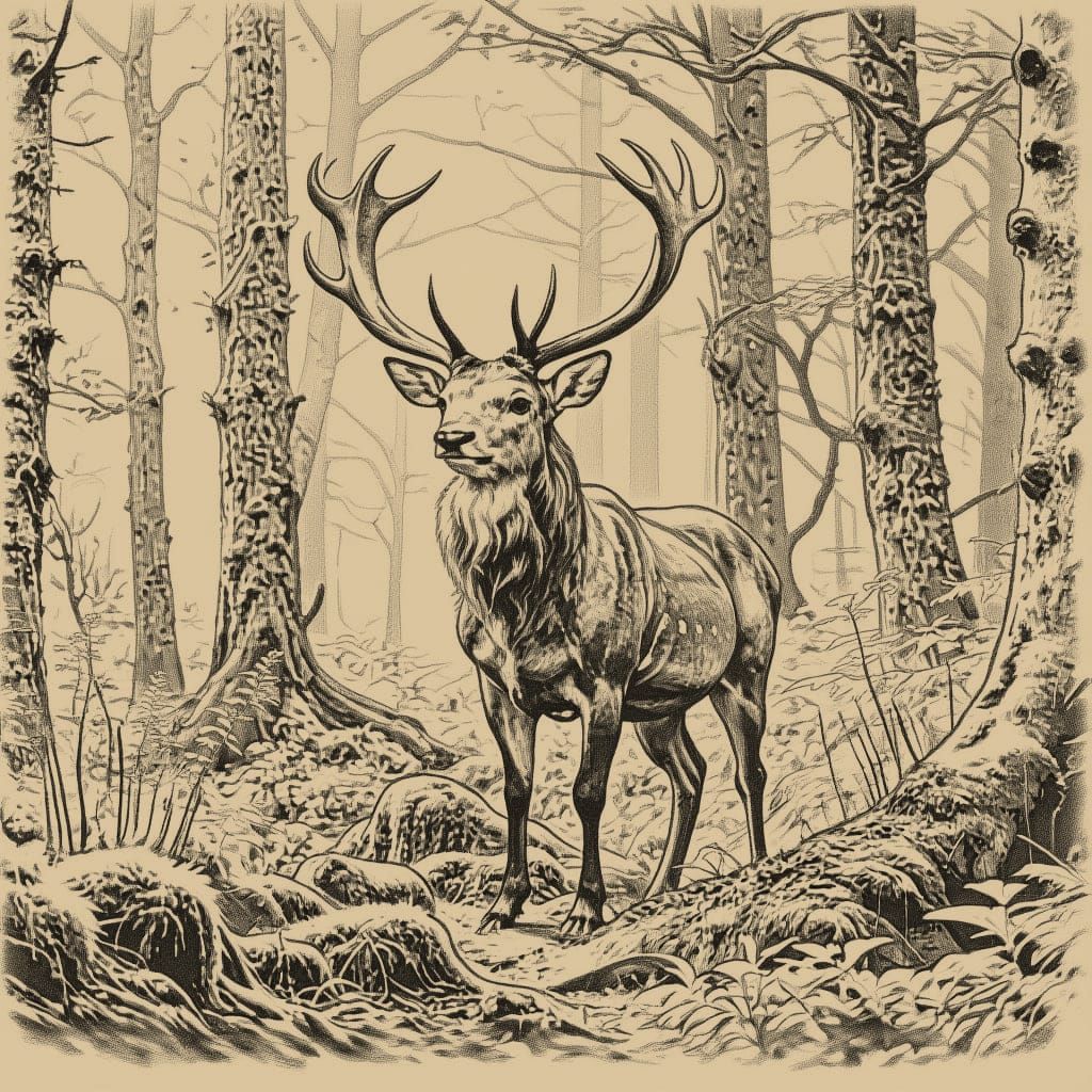 Dvalinn Guards Yggdrasil: Pencil Drawing Masterpiece