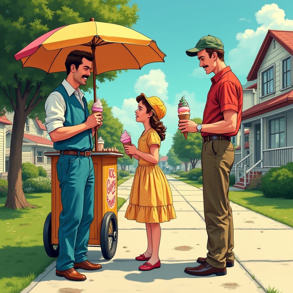 Buying his daughter ice cream.