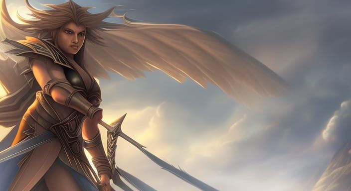 Serra Angel Illustration with Magical Elements