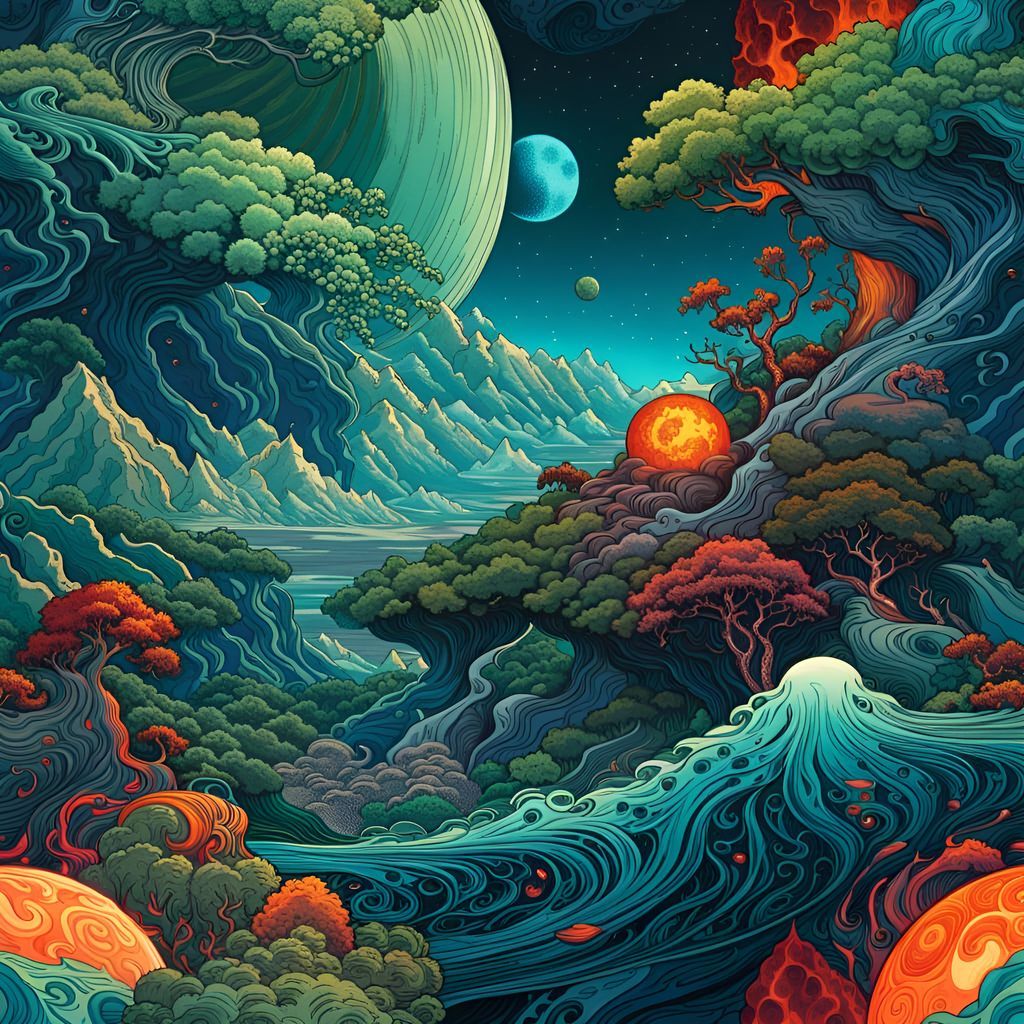 Yin Yang Planets: A Digital Illustration
