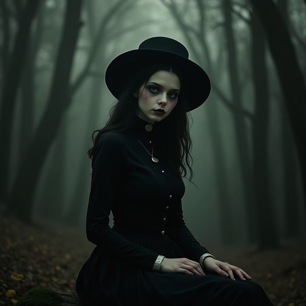 Wednesday Addams in a Dark Victorian Dream
