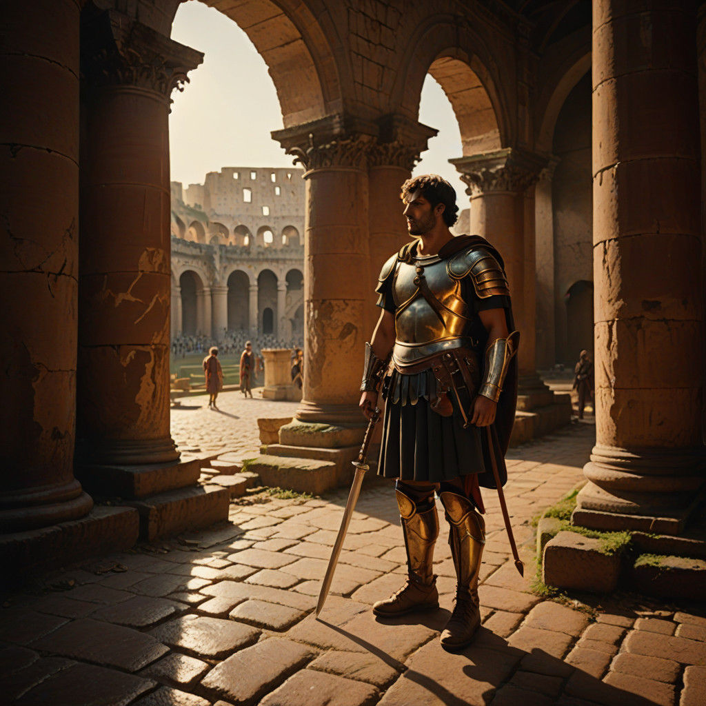 Roman Soldier Standoff in the Eternal Colosseum