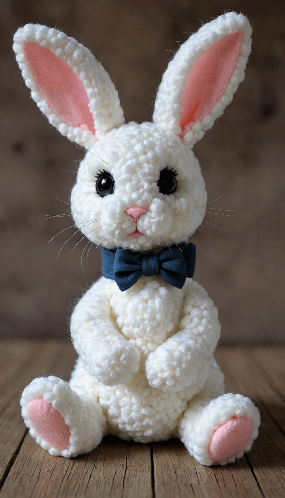 Adorable Cotton Ball Bunny with Button Eyes