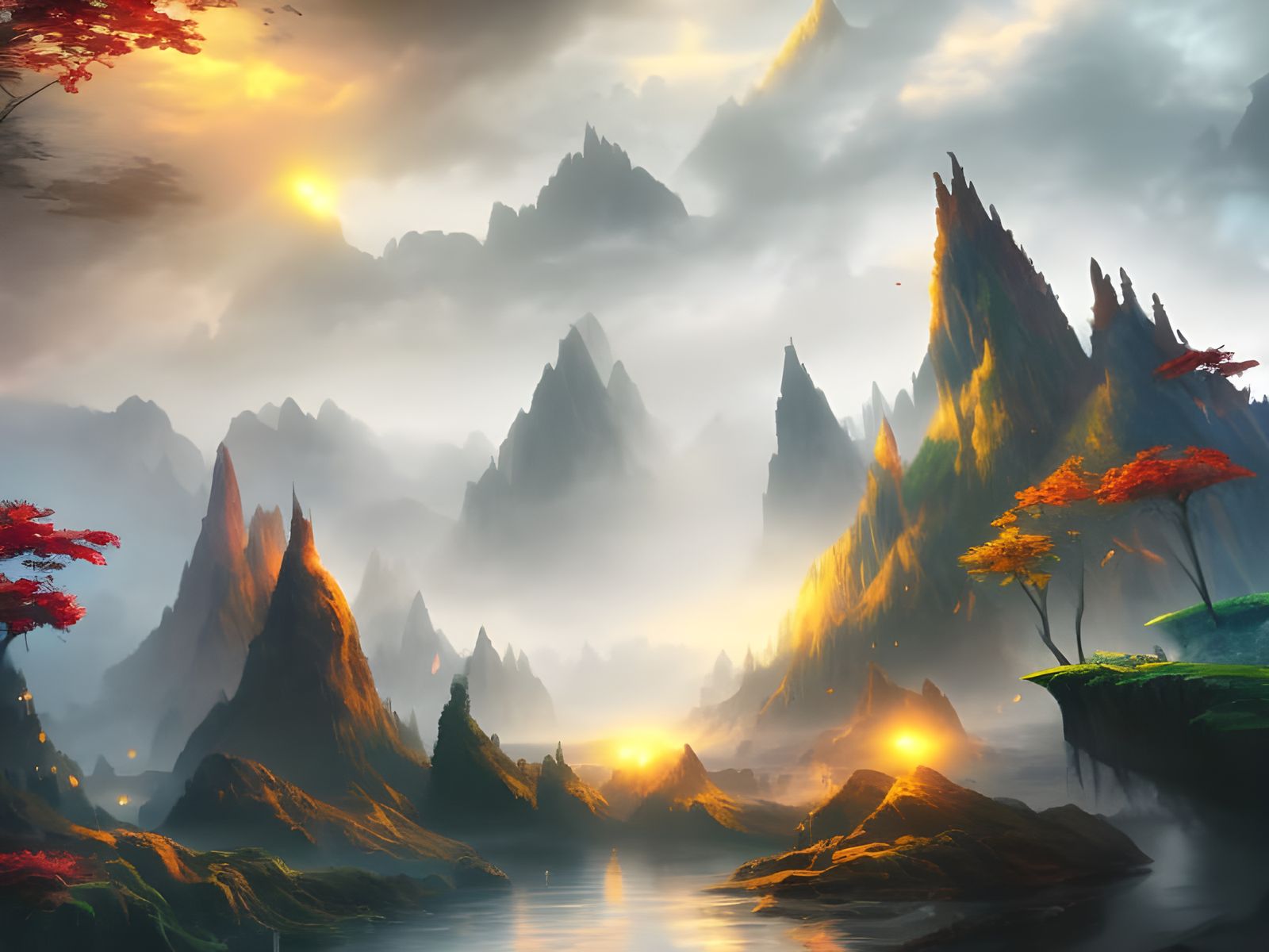 Mystic Mountains in Hyperrealistic Concept Art