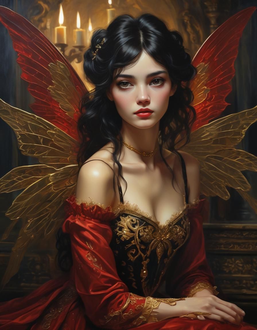 Victorian Fairy in Candlelight: An Oil Painting