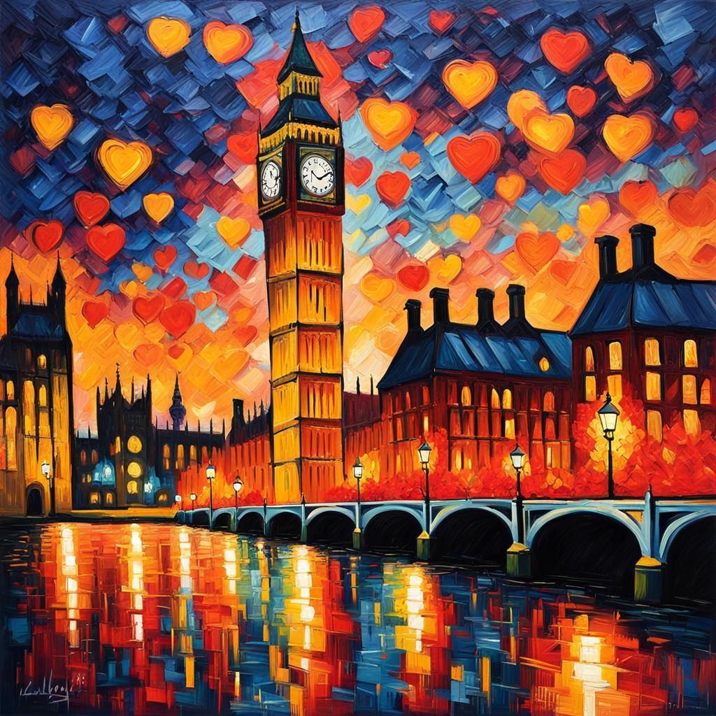 Big Ben in London: Impasto Oil Painting