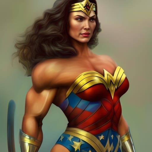 Very muscular wonder woman, female bodybuilder, wonder woman suit, wonder woman, fbb