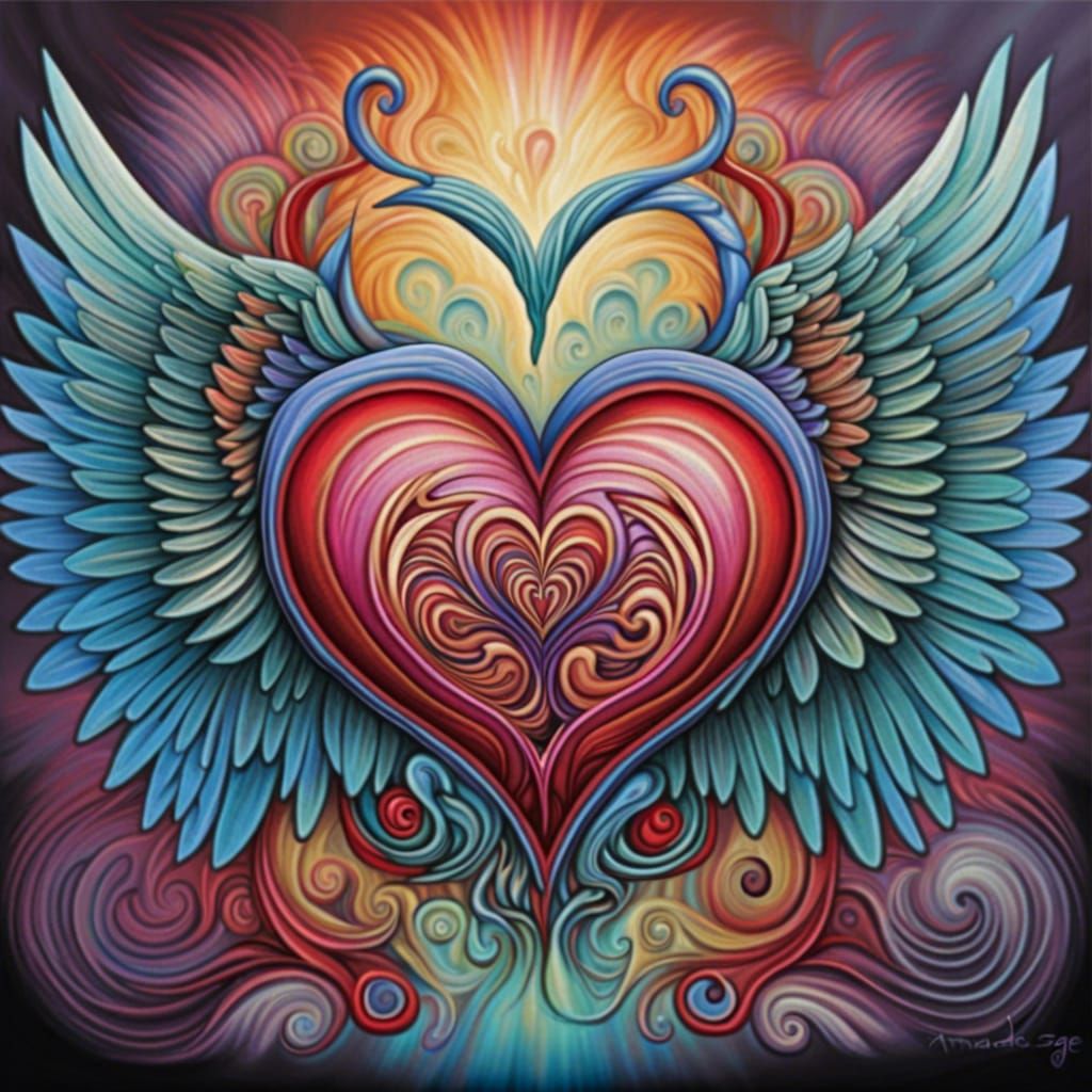 Heart with Wings in Contrasting Splash Art