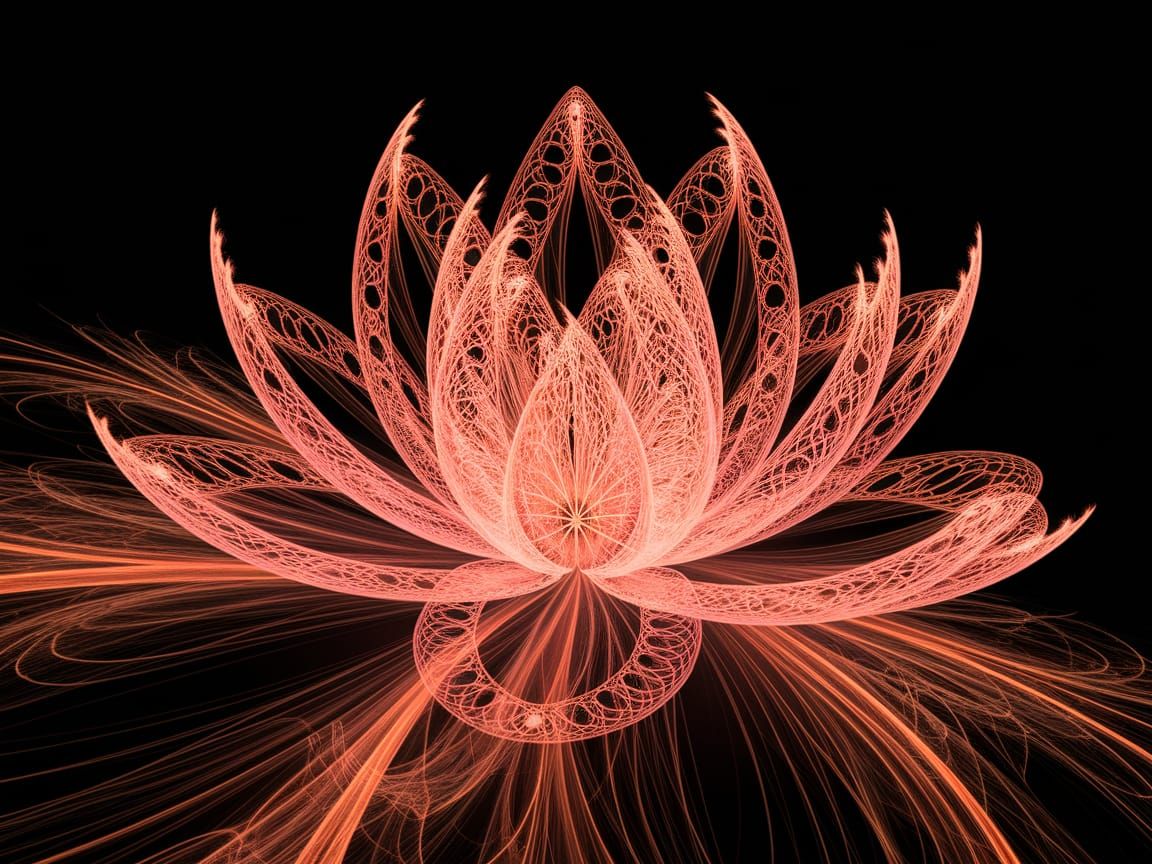 Surreal Lotus Flower Blooms in Apophysis Flame Fractal Vorte...