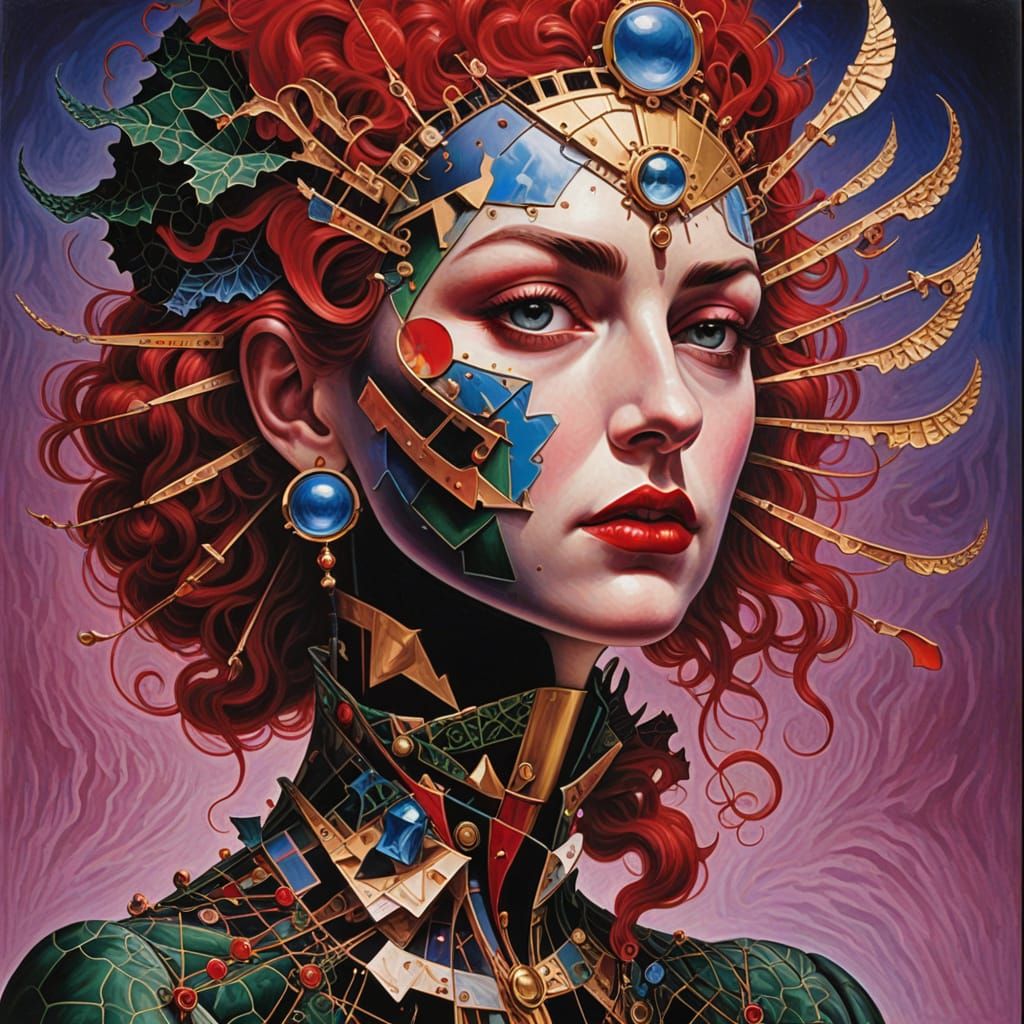 Abstract Dodecahedron in Psychedelic Expressionism Style