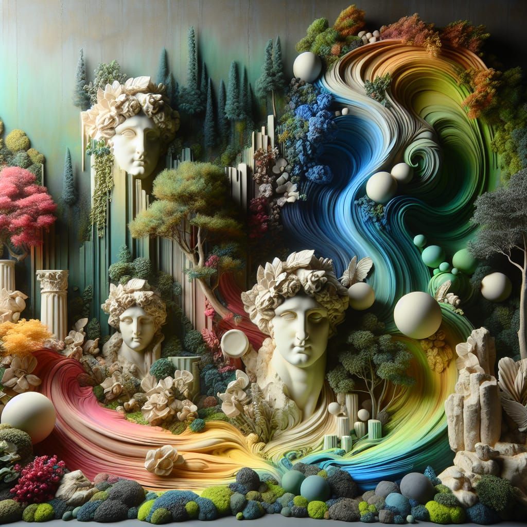 Hyperrealistic Landscaped Garden with Golden Ratio