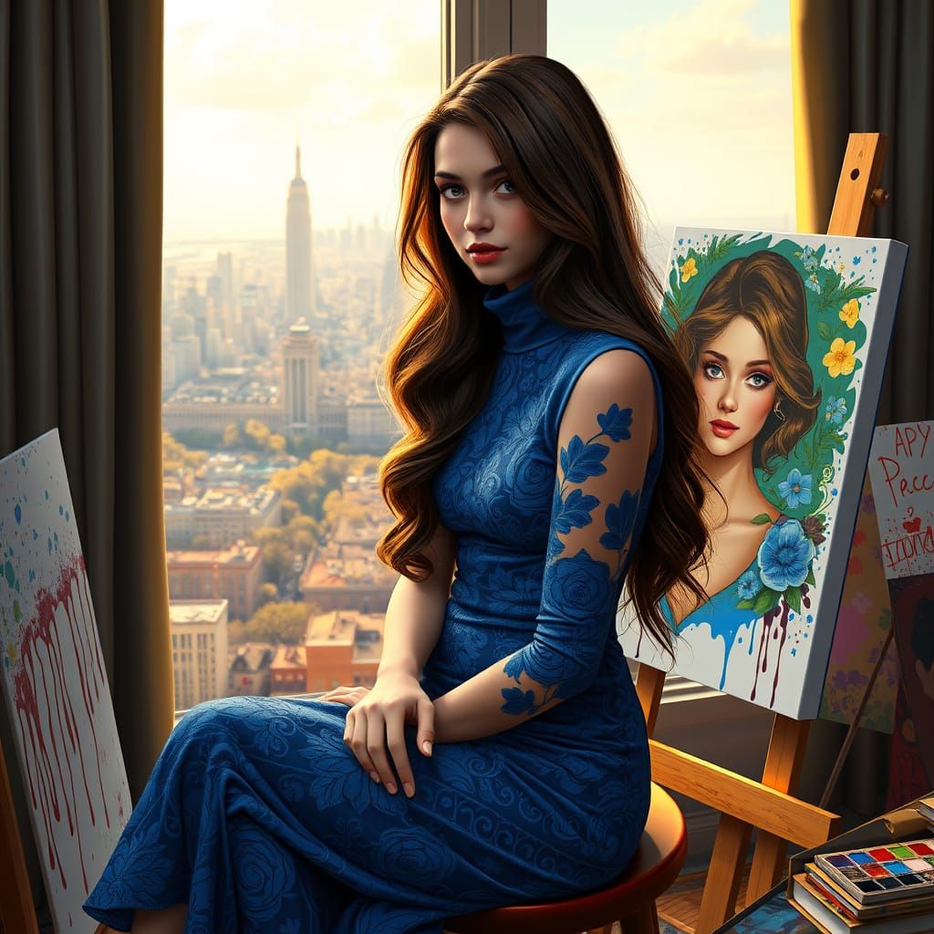 Elegant Artist in Whimsical Studio, Central Park