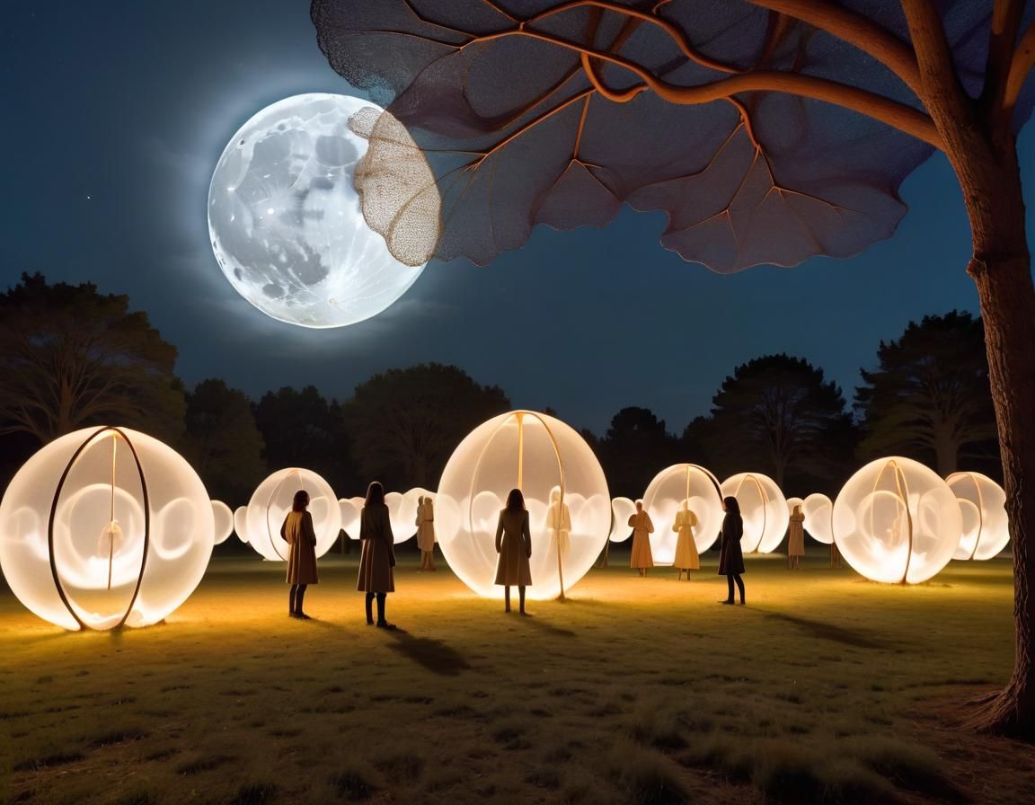Epic Battle Under Moonlight in Biomorphic Installation