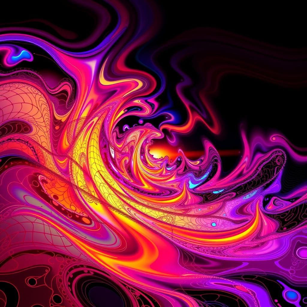 Mesmerizing Sunset Fractal in Cyberpunk Style