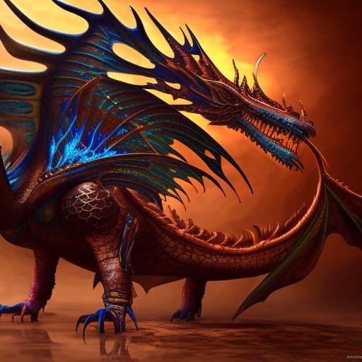 Steampunk Dragon in Detailed Matte Painting