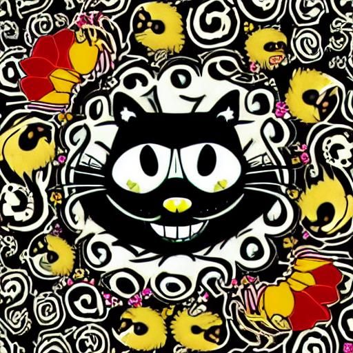 Felix the Cat Sugar Skull with Roses