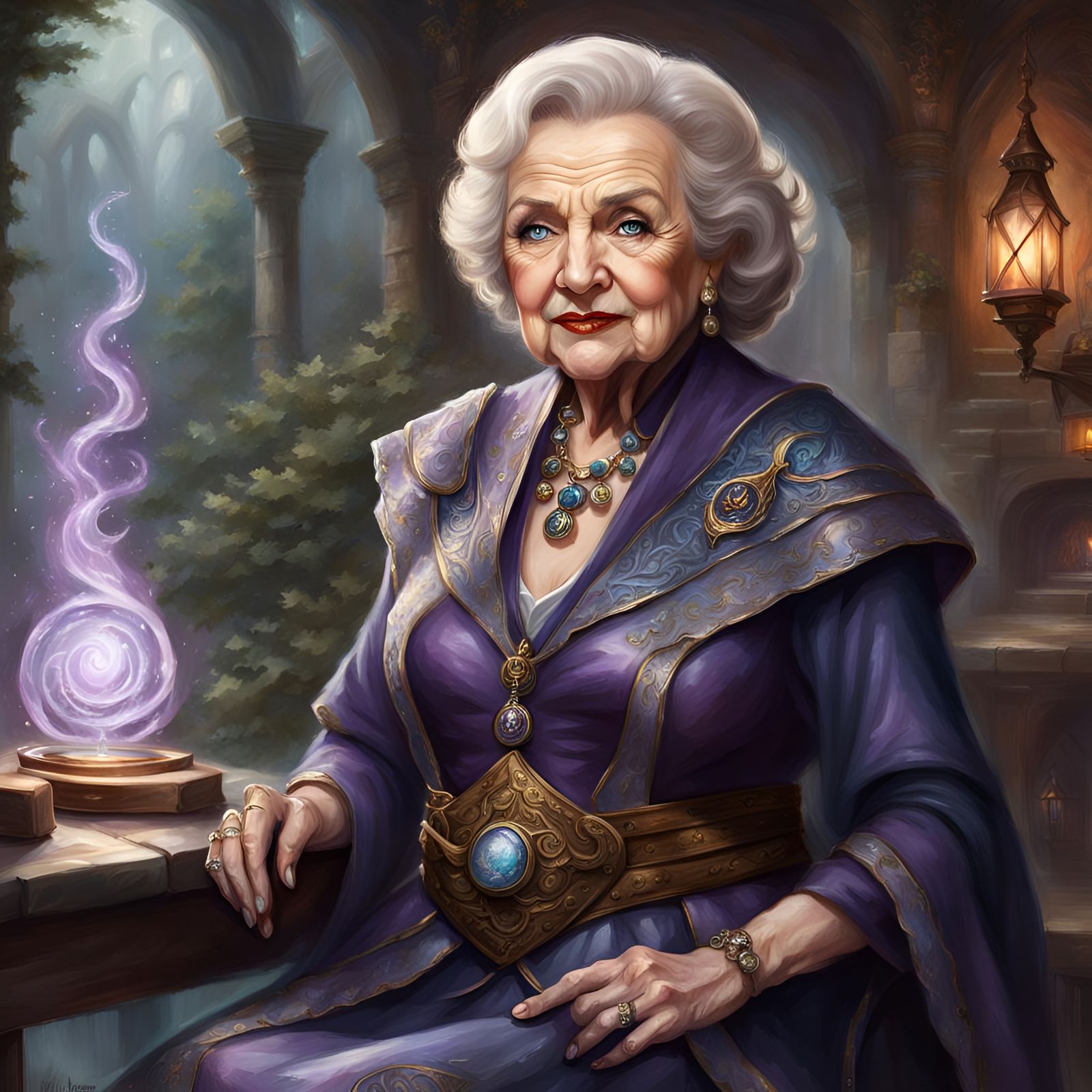 Betty White as D&D Mage: Fantasy Concept Art