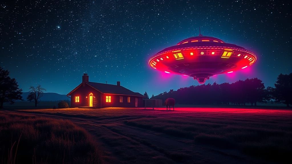 Starship Landing at Night: Vivid Colors in the Sky