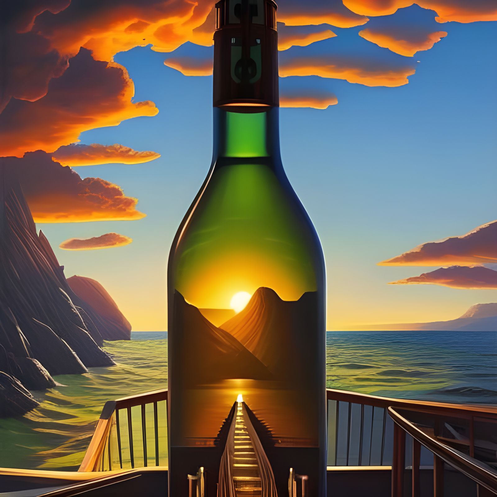 sea landscape inside a bottle