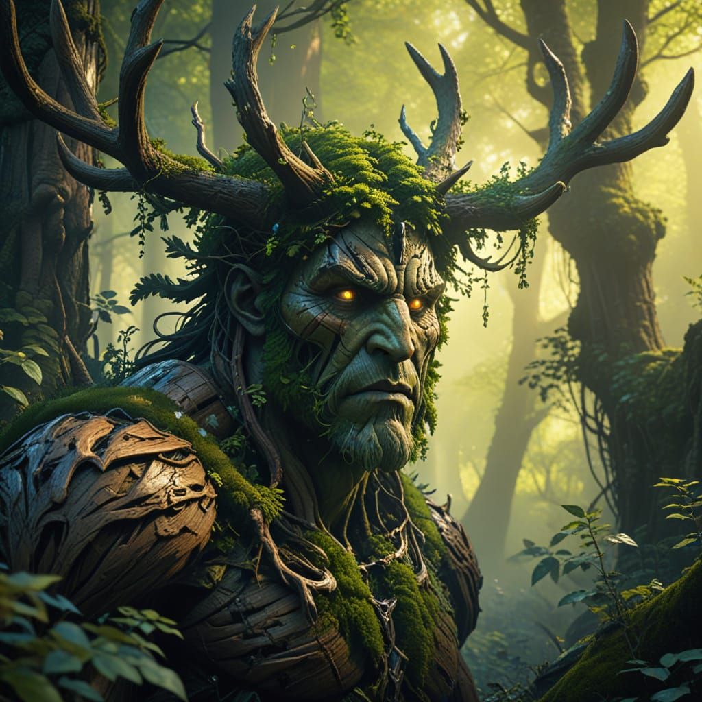 Colossal Forest Titan Rising: Fantasy Digital Art