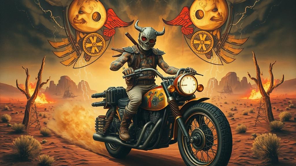 Steampunk Crusader Rides Through Dystopian Wasteland