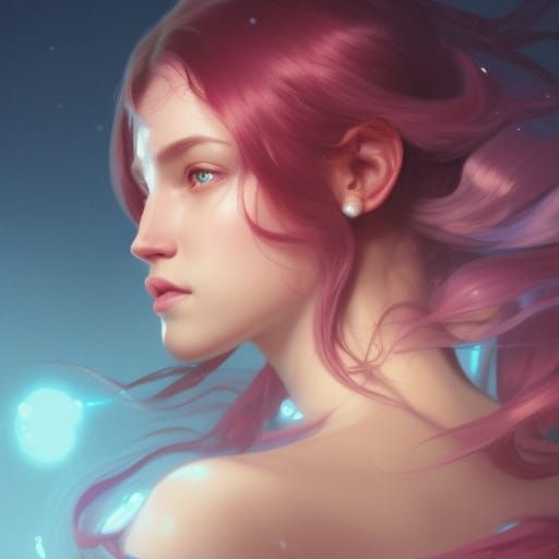 Hyperdetailed Portrait of Aurora in Art Nouveau Style