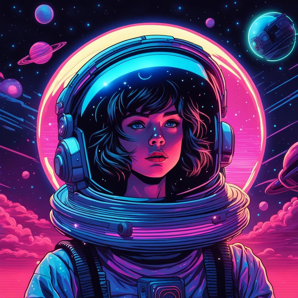 Girl in Space Helmet with Glowing Orb