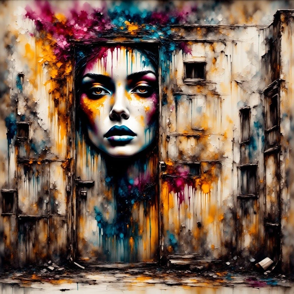 Vibrant Urban Portrait Graffiti