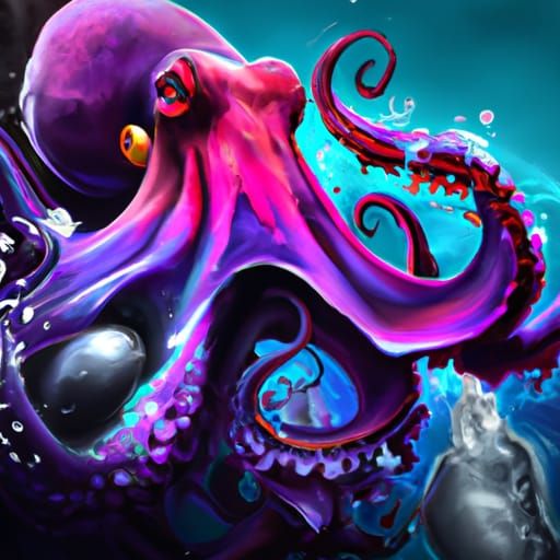 Intricate Octopus Underwater in Ultrarealistic Style