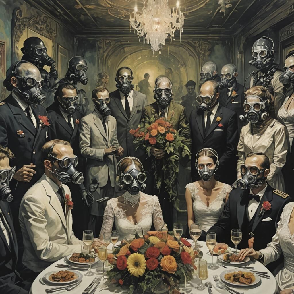Gas Mask Scuba Wedding: Psychedelic Sci-Fi Art