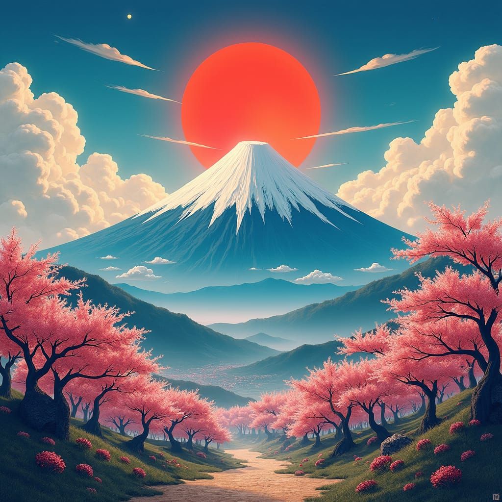 Mount Fuji: Bosch-Inspired Ukiyo-e Fantasy